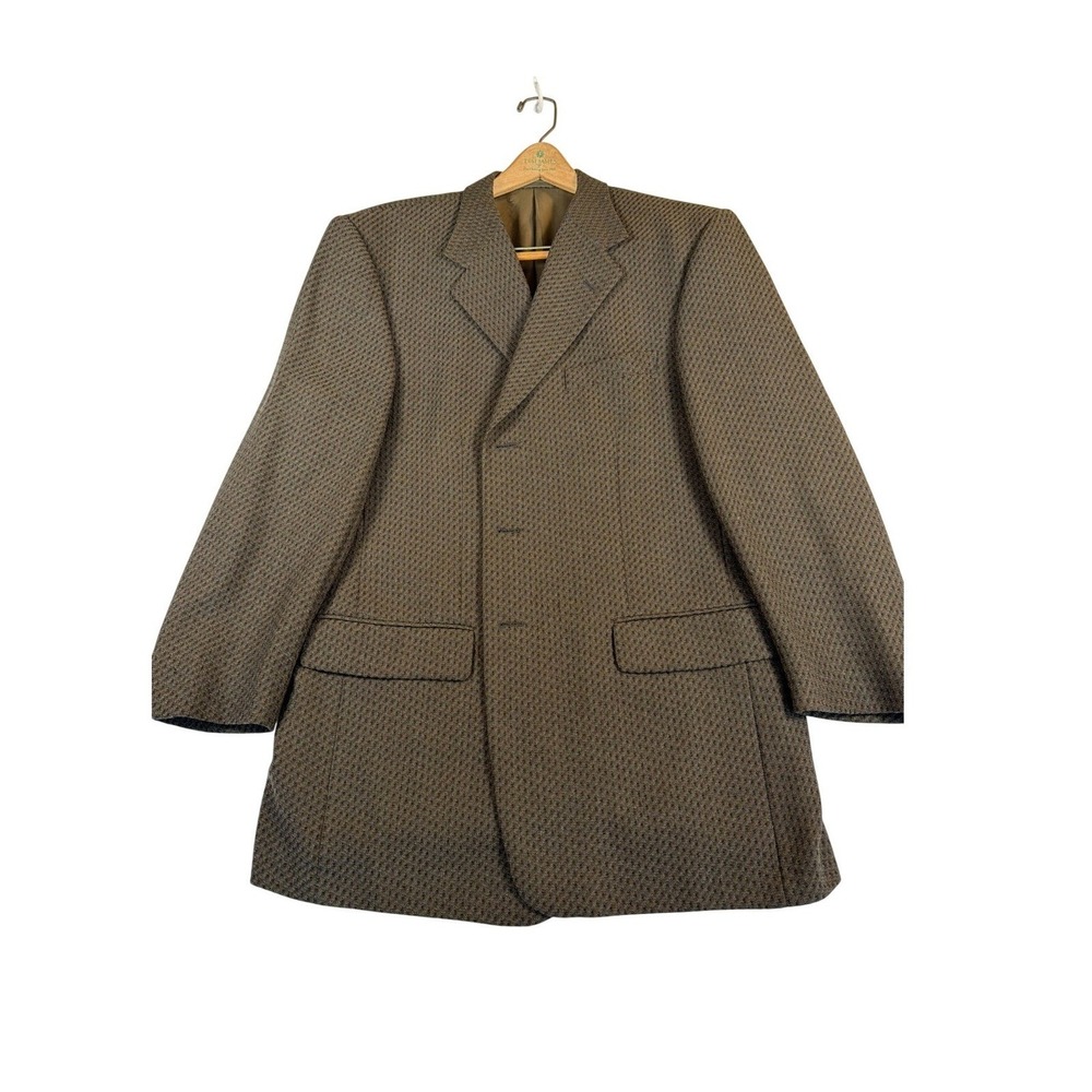 Tallia Uomo Mens 42R Brown Worsted Wool 3-Button‎ Blazer Sport Coat Vintage USA
